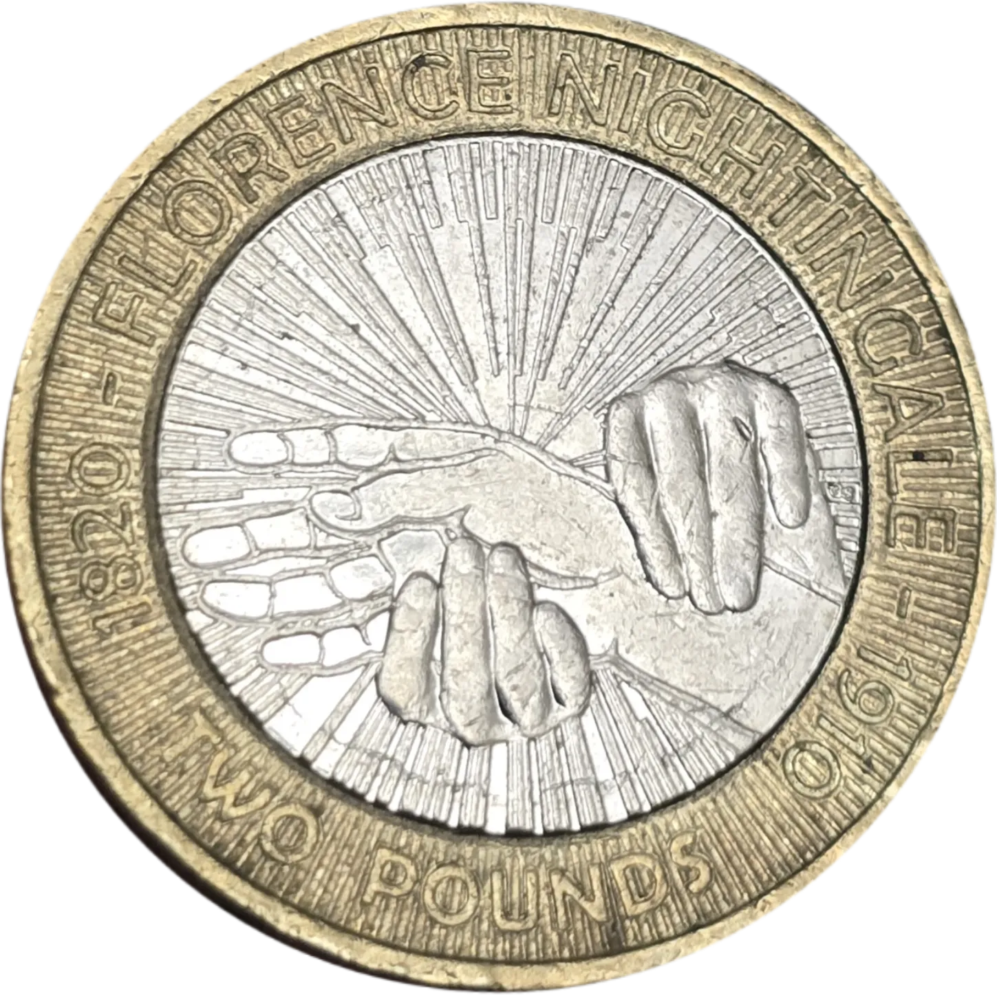 سکه انگلیس ۲ پوند انگلستان ملکه الیزابت یادبودی فلورنس نایتینگل بایمتال